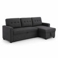 Ecksofa mit Bettfunktion Dunkelgrau Polyestermaterial