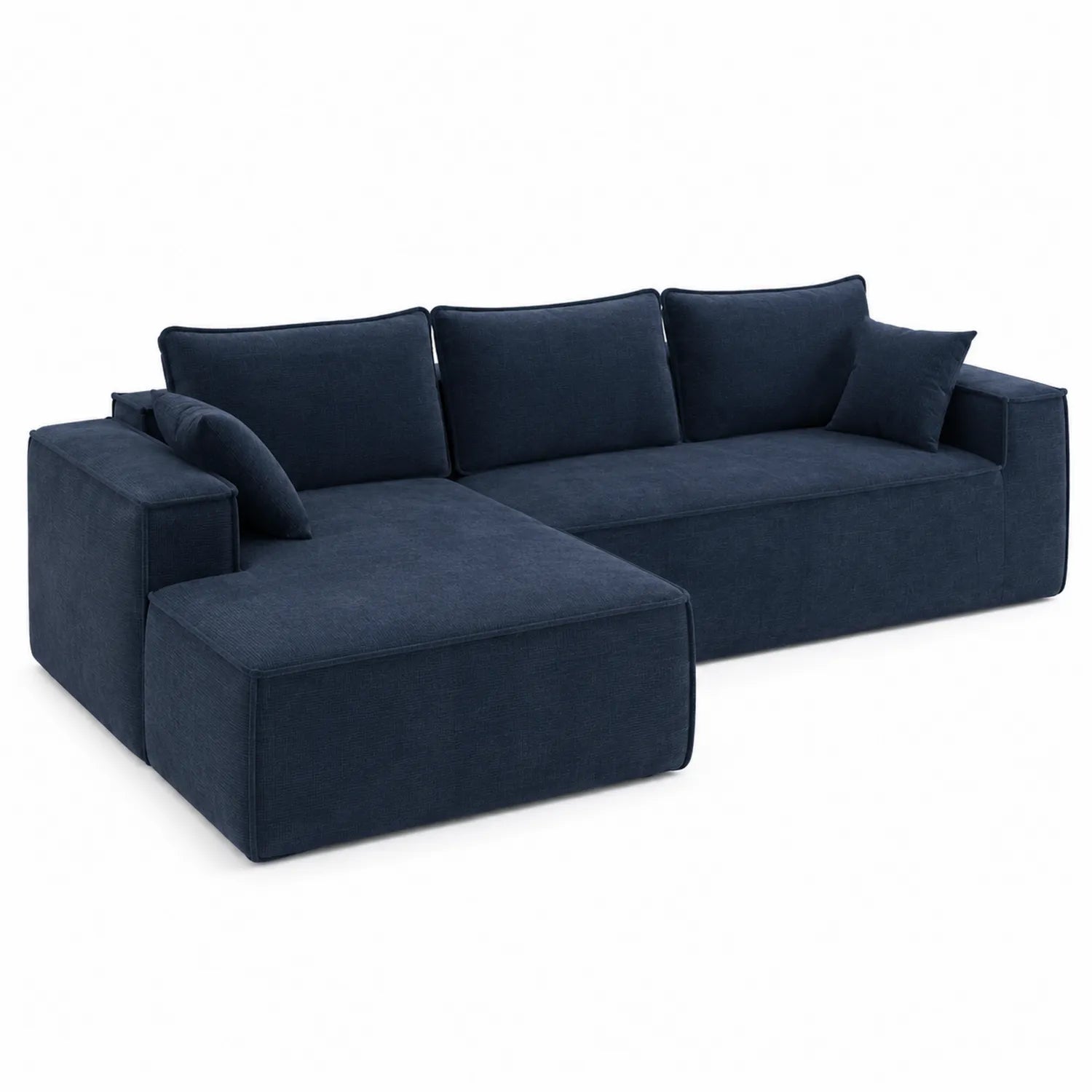 Ecksofa Dunkelblau Stoff 300x150x85 cm