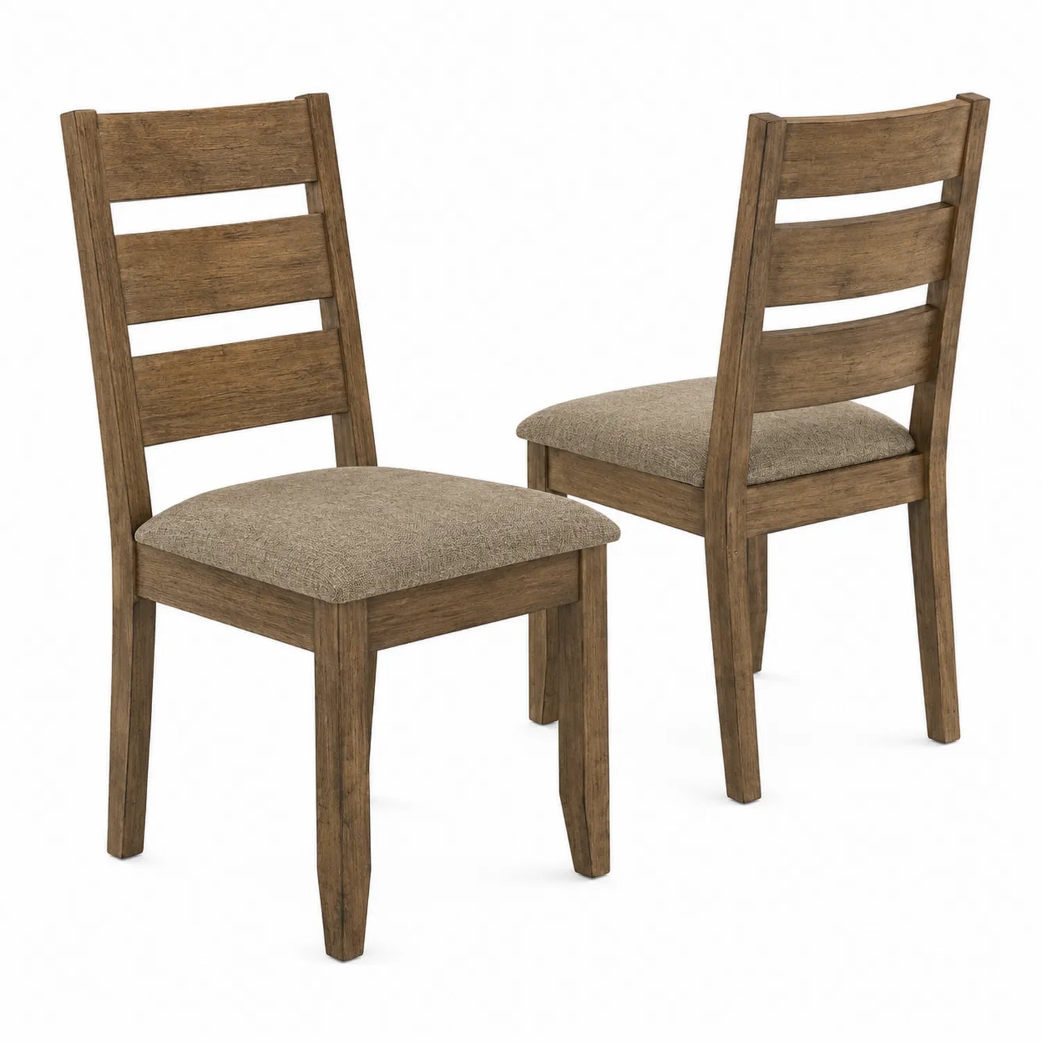Esszimmerstühle aus Kiefernholz mit Polyesterbezug, Braun/Beige