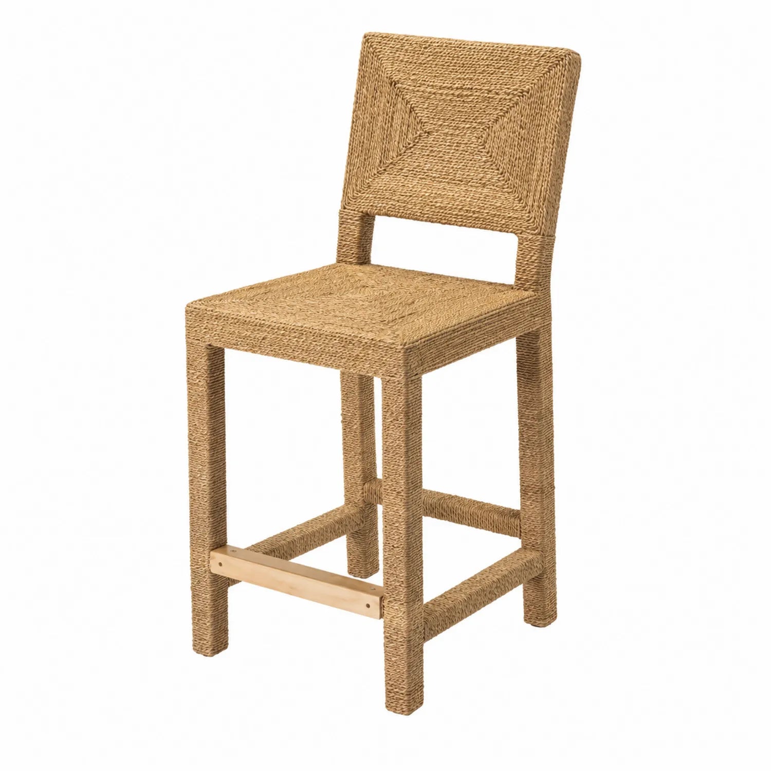 Barhocker aus Natürlicher Seegras und Holz
