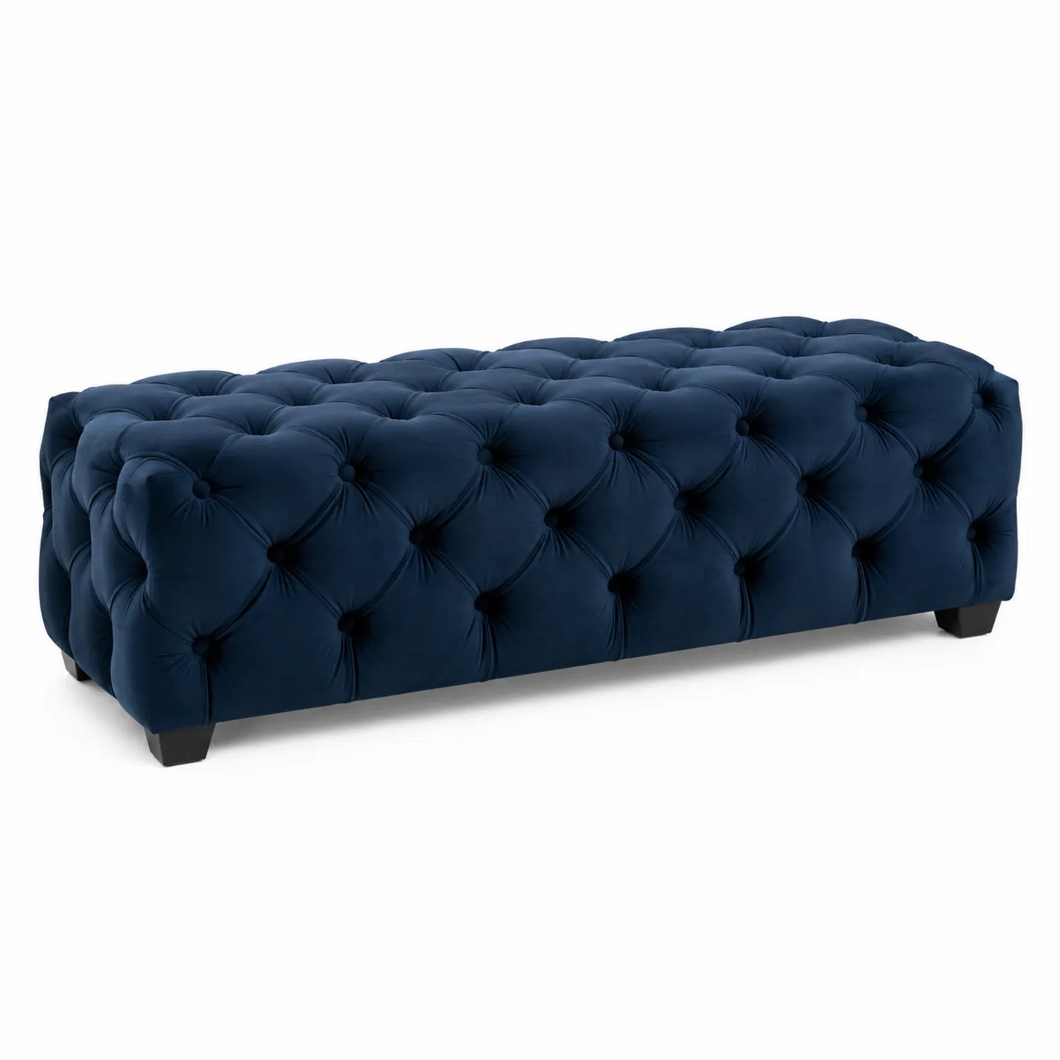 Gepolsterte Bank aus Samt Dunkelblau 150 cm